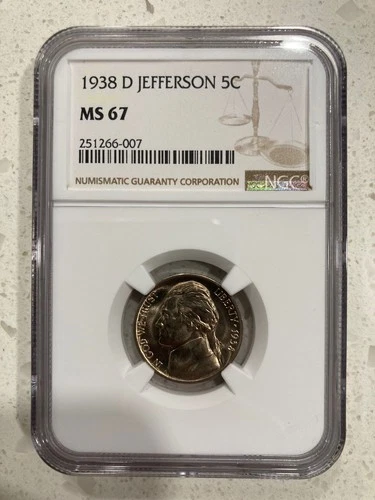 1938 D Jefferson Nickel NGC MS 67