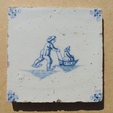 AUTHENTIC ANTIQUE 18th CENTURY HAND PAINTED DUTCH DELFT TILE  7 