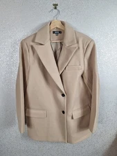 Missguided Women's Camel Oversized Blazer Style Winter Coat Size 8