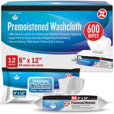 Non Flushable Wet Wipes for Adults - Case of 600 Body Wipes with Aloe and Lan...