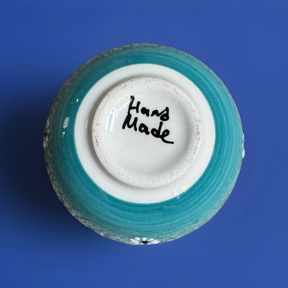 复古漂亮手绘土耳其伊兹尼克陶瓷碗蓝色黑白 — 第 3/4 张图片