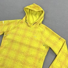 Nike Dri-FIT Hoodie Womens Medium Yellow Running Pullover Thumbholes Reflective
