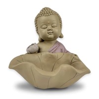 Buddha Deko Figur Lotusblatt Zen Feng Shui Skulptur Ablageschale Ca. 10Cm