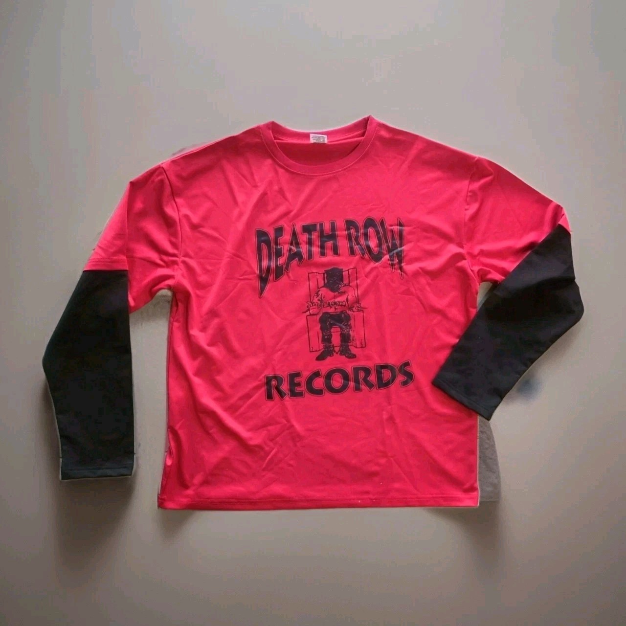 FILA T shirt Death Row Records manica lunga rosso nero nuova grande L