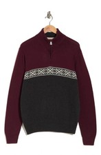 Weatherproof Vintage 85 1/4 Zip Fair Isle Charcoal 100 Cotton Sweater NWT