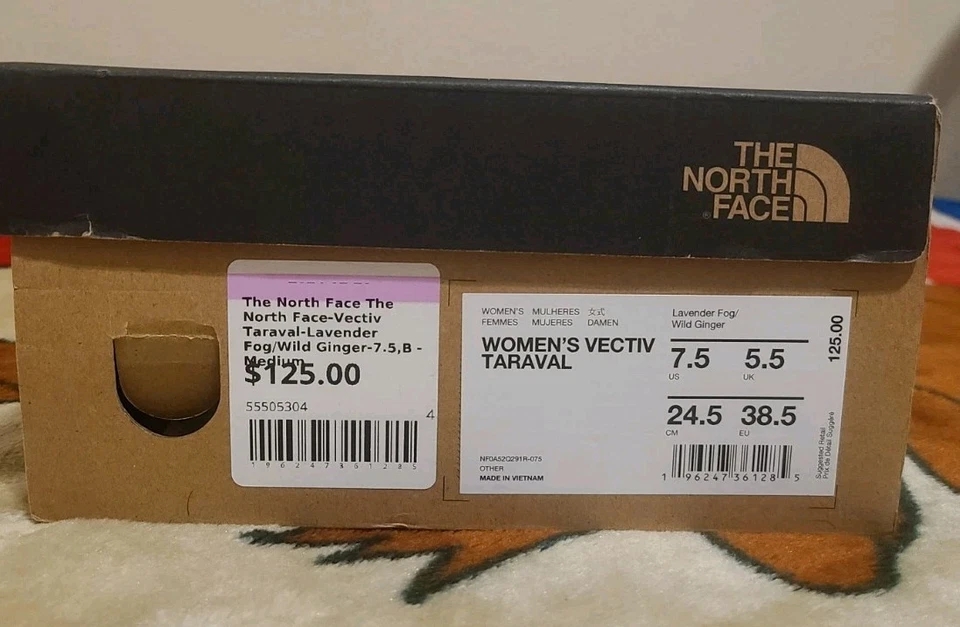 The North Face 女式 VECTIV Taraval 登山鞋 7.5 码薰衣草二手带盒 — 第 2/4 张图片