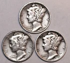 (3) Mercury Dimes - VF/XF - 1936D 1936P 1937P - #1058ED