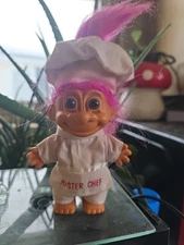 Vintage Russ Troll Doll Master Chef Cook 90s Purple Hair