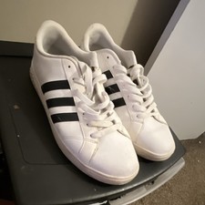 adidas Men s White/Black 3-Stripes Low Top La...