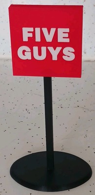 FIVE GUYS Miniature Restaurant Sign. 3d Printed. 6'' Inches Tall. 