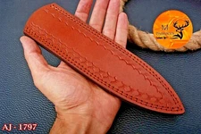 9.5" INCHES HAND MADE PURE COW LEATHER SHEATH FOR FIXED BLADE KNIFE - 1797
