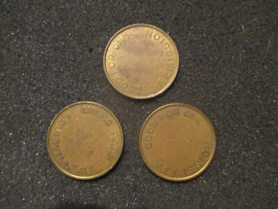 OLD MILES PARK HORSE RACING TRACK ADMISSION TOKENS. LOT OF THREE. BRASS. 1 1/4''