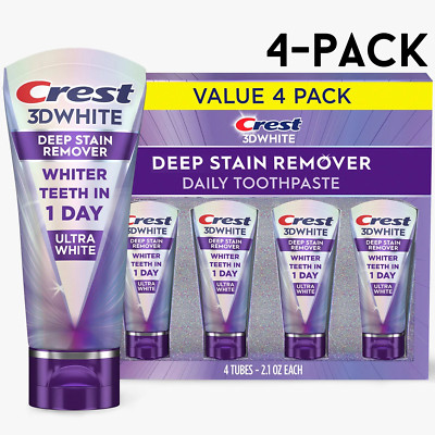 (4 Pack) Crest 3D White Brilliance Deep Stain Remover Toothpaste, 2.1 oz.