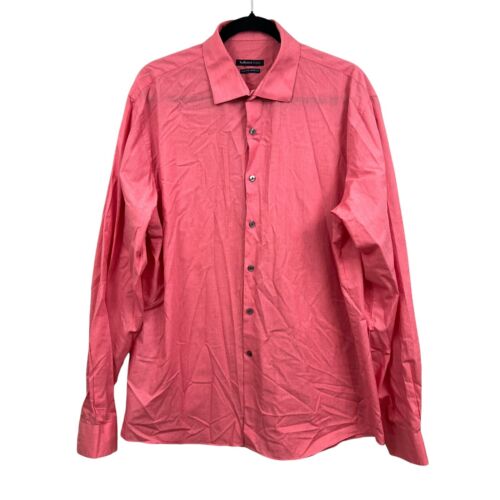 Van Heusen Mens Dress Shirt Slim Fit Stretch Long Sleeve Coral Sz 36/37 16 1/2