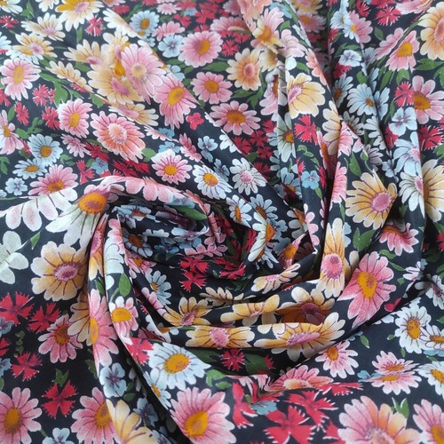 Vintage chintz floral fabric Multicolored daisies Sewing and craft W 36" - Picture 7 of 9