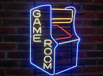 Game Room Arcade Video Machine 20''x16'' Neon Sign Light Lamp Bar Club Real Glass