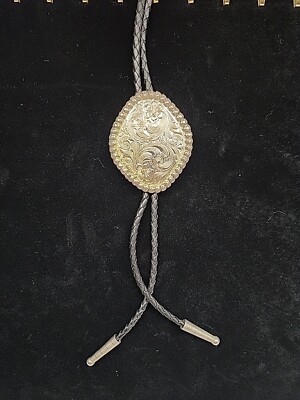 Crumrine Western Mens Bolo Neck Tie Oval Scroll