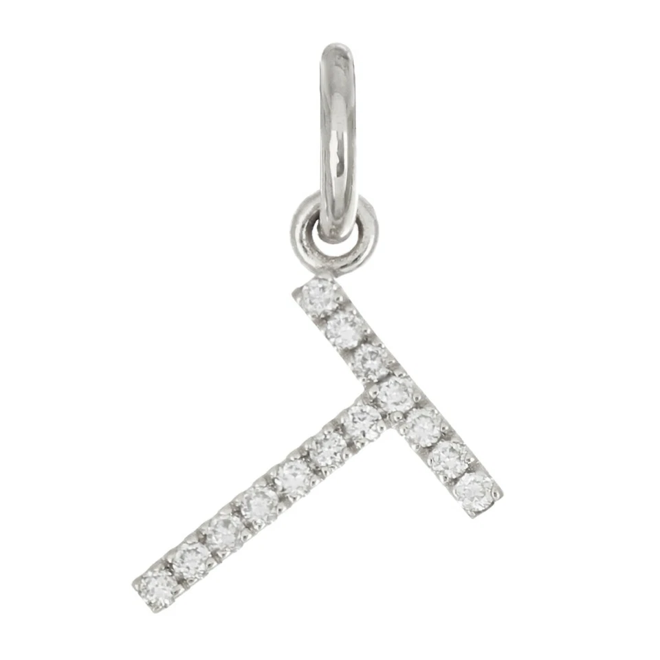 14k Yellow White or Rose Gold Diamond Initial Letter T Charm Pendant - Image 3 of 4