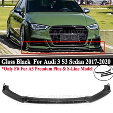 For Audi A3 S3 2017-2020 Glossy Black V Style Front Bumper Lip Splitter Body Kit