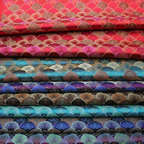 Chinese Mongolia Robe Brocade Material Jacquard Fabric Cheongsam Scale Pattern - Picture 2 of 24