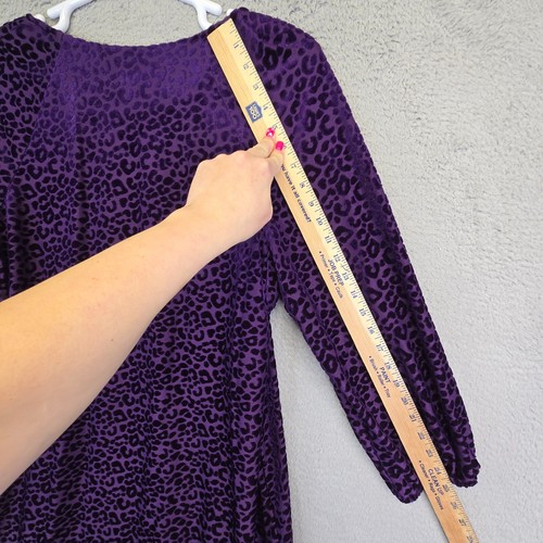 Nine West Dress Women 16 Purple Animal Print Velvet Burnout Whimsigoth Tunic Y2K - Picture 14 of 20