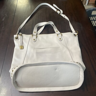 The Sak Collective Leather Edie Soft Tote - Cream/Gold EUC Clean
