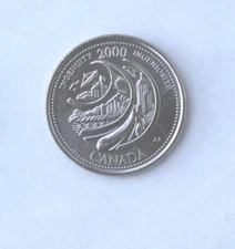 2000 Canada Quarter February Ingenuity Uncirculated from a bank roll