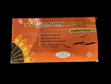 NIB 100 Halloween Lights Orange Bulbs Indoor/Outdoor UL Listed