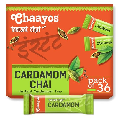 Chaayos Instant Herbal Tea Premix, Cardamom Regular Sugar 14g * 36 Sachets