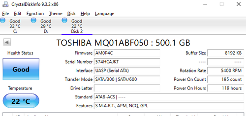 Toshiba 500GB Internal 5400 RPM SATA 2.5" Laptop HDD Hard Drive - Picture 6 of 15