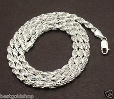 5mm Italian Solid Diamond Cut Rope Chain Necklace Real 925 Sterling Silver 