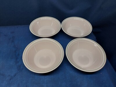 Colorstone By Corning Set/4 Soup/Cereal Bowls Green Trim USA 