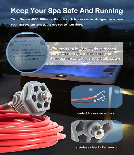 for Sundance Jacuzzi Spas TEMP SENSOR: 12' WITH CURLED FINGER CONNECTOR 6600-166 - Picture 5 of 14