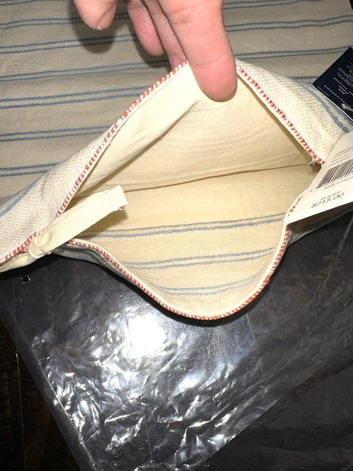 Funda de almohada Ralph Lauren Home Raeghan a rayas de lino nueva con etiquetas $215 crema 16x24 Foto 4 de 4