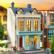 DIY Miniature House Kit, Wooden Dollhouse Kit Mini House Making Kit with Furn...