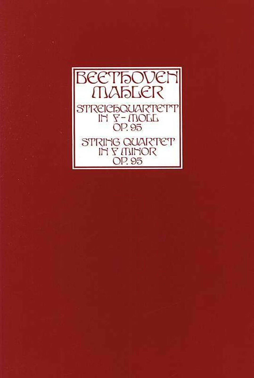 Beethoven String Quartet in F Op 95 Arr Mahler Study Miniature Score Book ------
