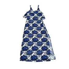 Splendid Maxi Floral Sleeveless dress size medium side slit rayon vacation blue