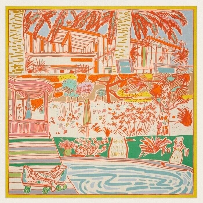 Hermes Shawl Scarf Stole Rayures d'Ete Natural Orange Hermes Shawl Scarf Stole Rayures d'Ete Natural Orange