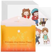 HTVRONT Printable Vinyl Sticker Paper, 100 Sheets Glossy Waterproof Sticker P...