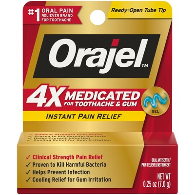 Orajel 4X Medicated For Toothache & Gum Gel, .25OZ..+ 310310325039