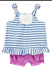 Gymboree HIPPOS AND BOWS striped swing top and bloomers SET size 6-12 months NWT