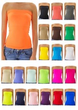 BASIC Layering Stretch PLAIN Strapless TUBE TOP Seamless Sleeveless Tee
