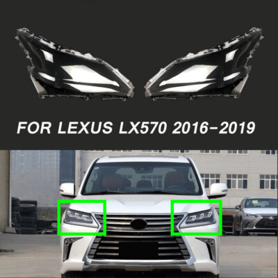 Fit For Lexus LX570 2016-2019 2Pcs of Auto Front Headlight Cover Headlamp Lens