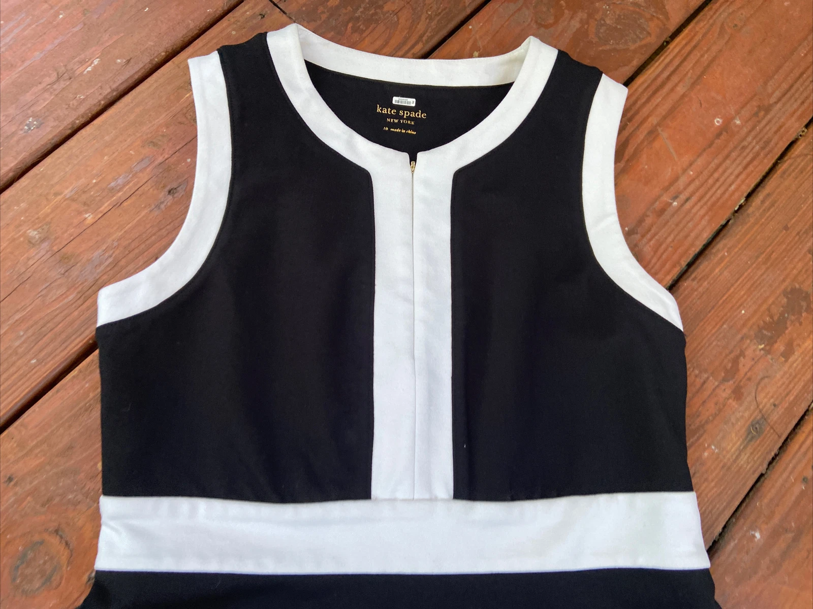 Abito Kate Spade NY Mainline Ponte senza maniche bianco e nero taglia 10 us intime ottimeioni