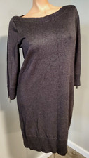 Michael Kors Charcoal Gray Sweater Dress 3/4 Sleeves Sz XL Zipper Cuffs - NWT