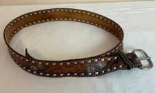 Mens Leather Belt Brown Tan Acorns Western Look DOES HAVE SOME WEAR