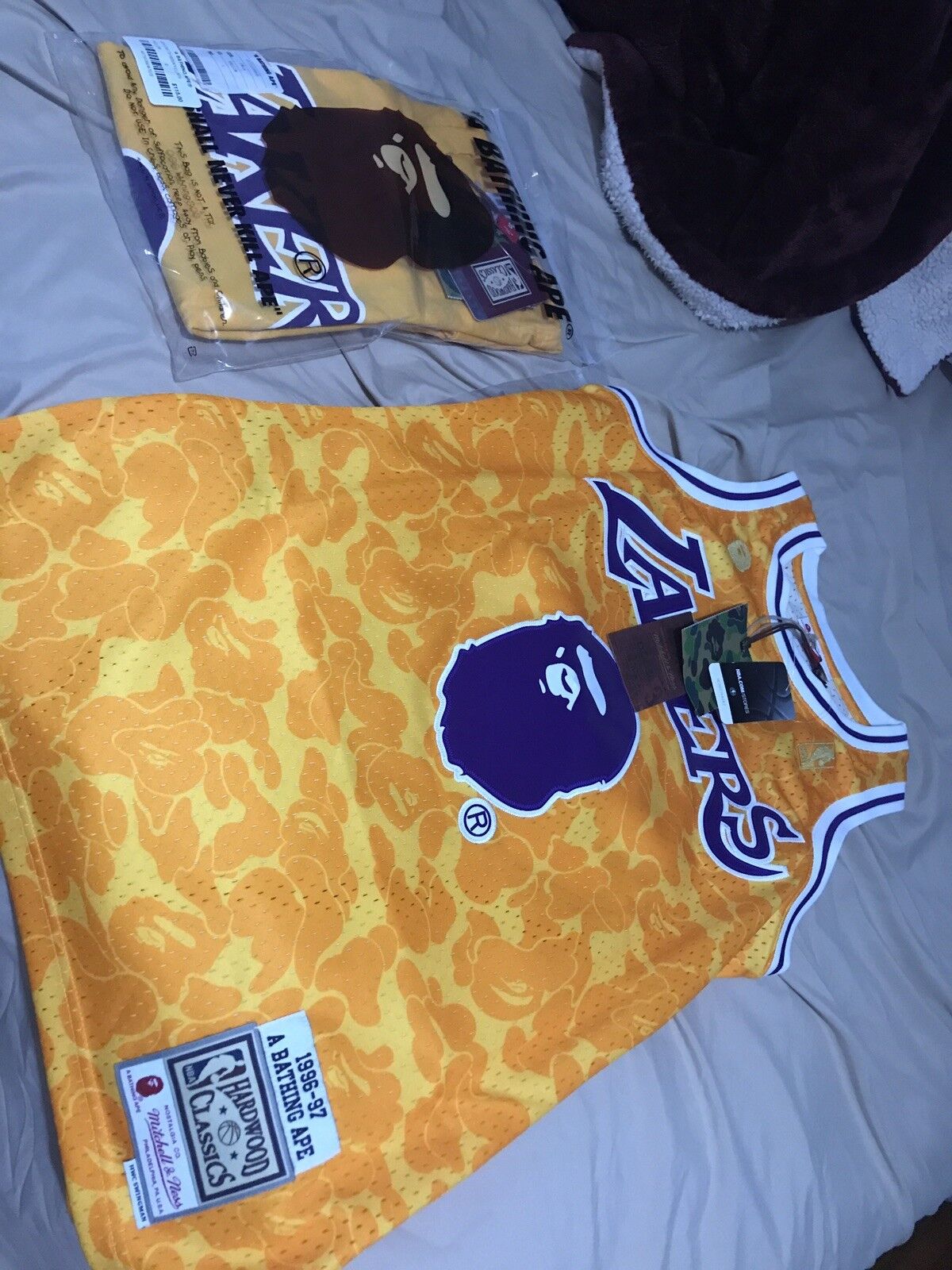 Bape X Mitchell & Ness Nba Lakers Authentic Jersey Rare And Limited In Hand