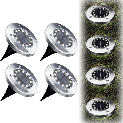 4Pcs Solar Power Light 12LED Buried Light Outdoor Yard Under Ground Lamp Garten