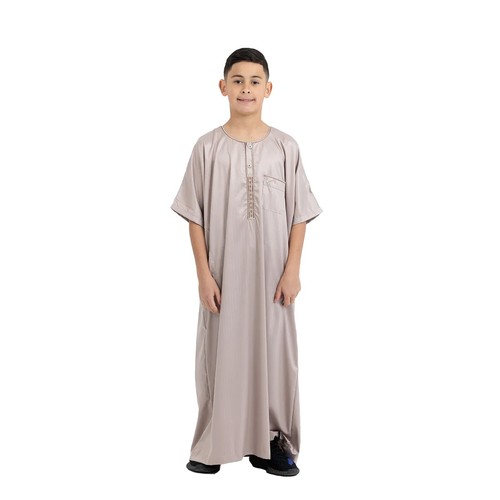 KIDS SS Short Sleeves Muslim Jubba Thobe Boy's Arabian Robe Dress Eid Hajj Umrah - Picture 2 of 5