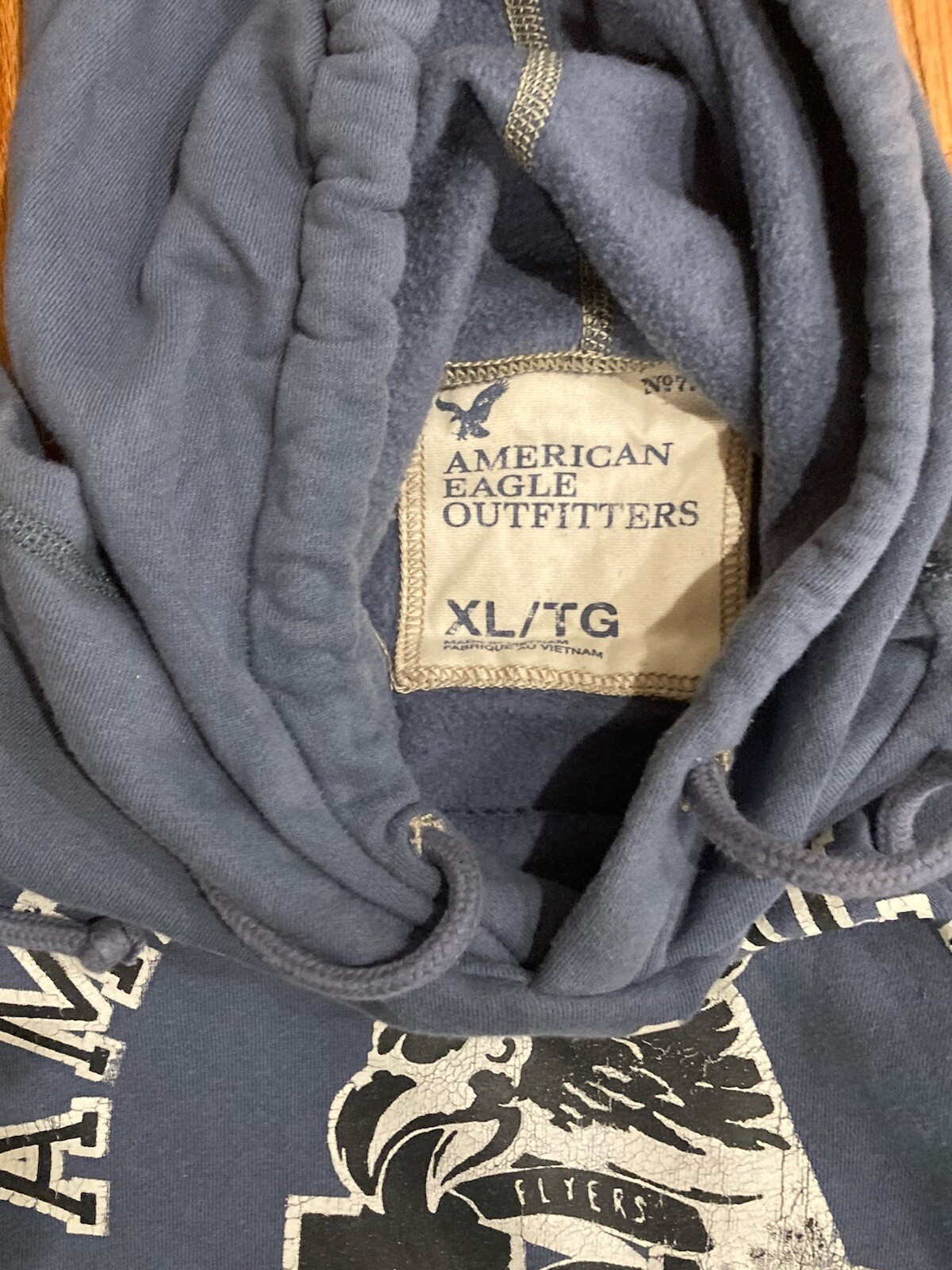 Vintage AMERICAN EAGLE A. C. AEO New York Hoodie Mens XL Blue Sweatshirt Y2K image 4